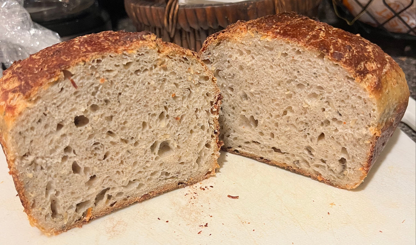 Italian Herb and Cheese Sourdough Loaf